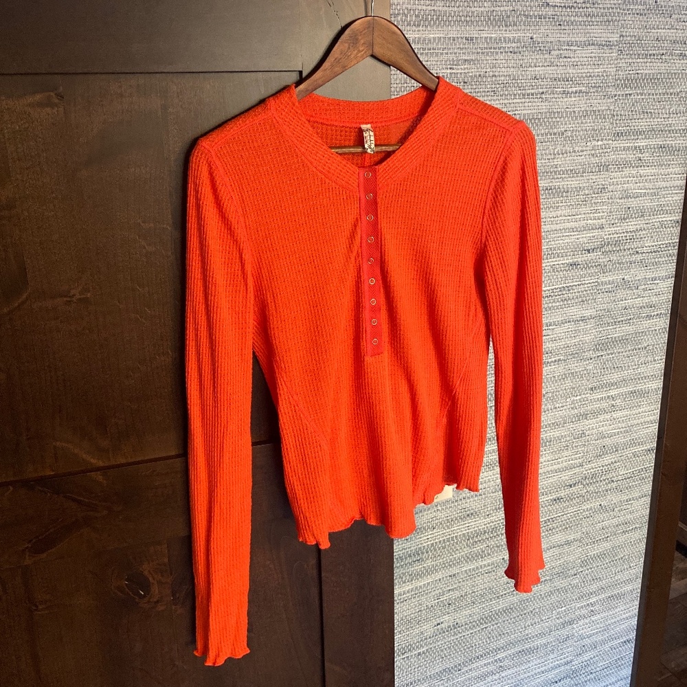 Free People Tops | One Of The Girls Henley, Orange.  Size L